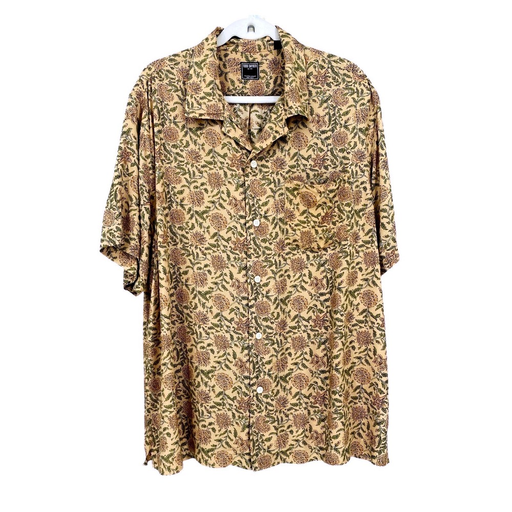 Todd Snyder Mens XXL Floral Block Print Rayon Camp Collar Shirt SH80-0640-03-13 - Picture 1 of 6